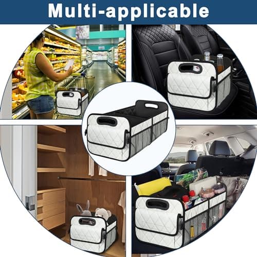 Deosk Trunk Organziers and Storage with Reinforced Handles,Car Accessories for Women/Men 50L Waterproof Polyester Trunk Organzier for Car/SUV/Minivan/Truck(Medium, Beige) — view 5