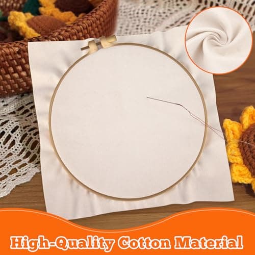 10 PCS Beige Natural Cotton Embroidery Fabric Cloth (9.8 × 9.8 Inch) — view 2