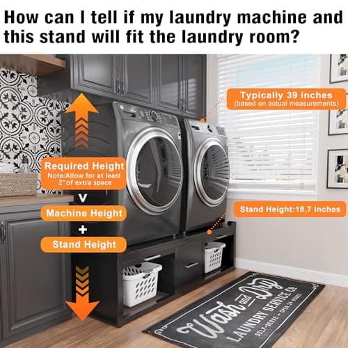 GDLF Washer and Dryer Pedestals, Universal Fit Washer and Dryer Stand with Pull-Out Shelf, 58.1"x29.1"Laundry Pedestal with Storage, 800LBS Capacity，Black — view 5