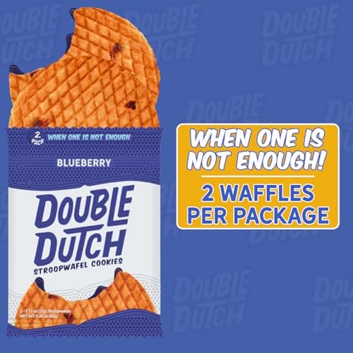 Double Dutch Stroopwafel Cookies – 2 Pack - 16 Waffles – Caramel, Blueberry, Vanilla, Chocolate Salted (16 Count, Blueberry) — view 4