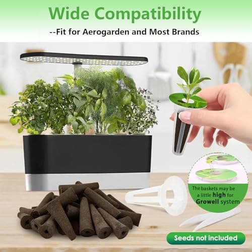 251PCS Seed Pod Kit for Aerogarden, Hydroponics Growing System for Garden Indoor, Grow Anything Kit for Hydroponics, 60 Grow Sponges, 60 Pod Labels, 15 Baskets, 15 Domes,100 Plant Labels, 1 Tweezers — view 4