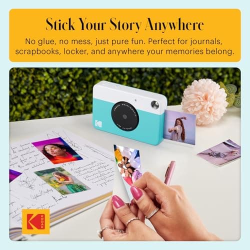 KODAK Printomatic Full-Color Instant Print Digital Camera, Zink 2x3" (5.1x7.5 cm) Sticky-Back Photo Paper, 5MP, Portable, Creative Fun Gift for Birthday, Christmas, Holiday, Blue — view 4