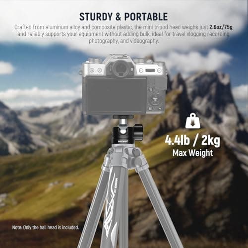 NEEWER Basic Mini Ball Head, Portable Tripod Head Camera Mount Adapter with 1/4" Screw for Compact DSLR Action Cam Phone LED Ring Light Monopod Slider, 4.4lb Max Load, 360° Swivel & 90° Tilt, GM01 — view 4