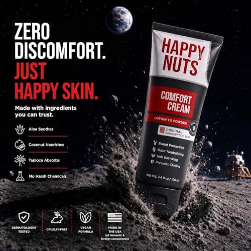 Happy Nuts Comfort Cream Deodorant For Men: Anti-Chafing Sweat Defense, Odor Control, Aluminum-Free Mens Deodorant & Hygiene Products for Men's Private Parts — view 6
