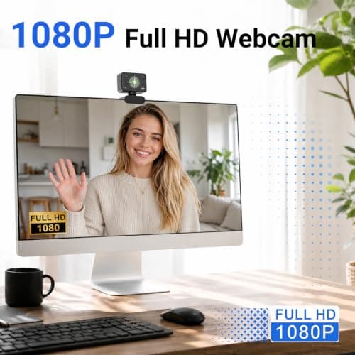 Xweiryn Webcam for PC, 1080P Full HD USB Webcam with Privacy Cover & Built-in Microphone, Plug and Play Computer Web Camera for Video Conference Online Class Live Streaming Video Calling (1080P)