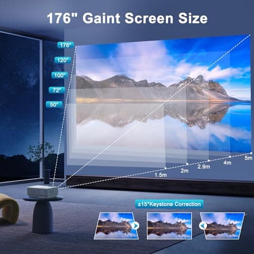 【Projector Screen Included】 1080P Mini Projector with Two-Way Bluetooth, 50% Zoom, Portable Outdoor Movie Projecteur, Compatible with TV Stick, Video Games, HDMI, USB, Smartphone — view 5
