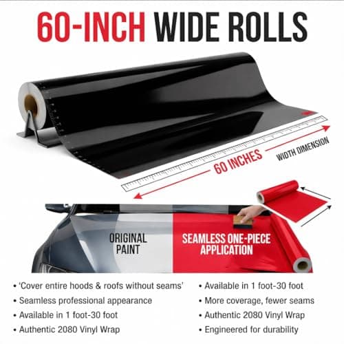 3M 2080 Series Gloss Black (G12) Vinyl Wrap Film - 5ft x 1ft - 5 sq ft - Dual Cast Bubble Free Air Release Technology - Professional Grade Automotive Vinyl — view 4
