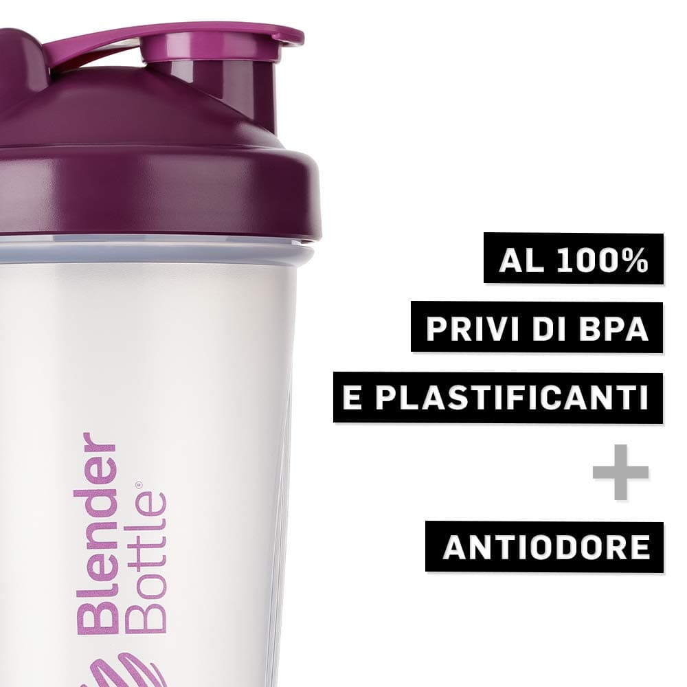 BlenderBottle Classic Botella de agua | Botella mezcladora de batidos de proteínas | con batidor Blenderball | libre de BPA | 590ml - blanco — view 3