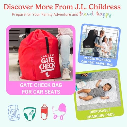J.L. Childress Gate Check Bag for Single & Some Double Strollers - Travel Bag for Airplane, Fits Most Standard Baby Strollers, Airport Accessories for Gate Check, Flying Essentials - Red — view 10