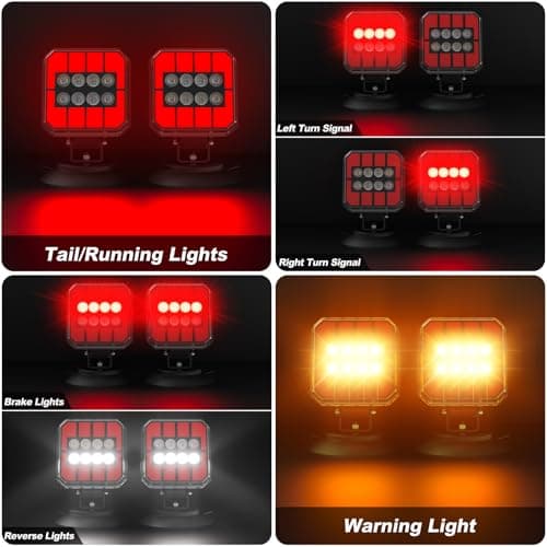 Wireless Trailer Lights Magnetic, 110° Rotatable Wireless Trailer Lights Kit, Portable LED Trailer Light for Towing Trucks Boat RV Camper, IP67 Waterproof, Sufficient Brightness