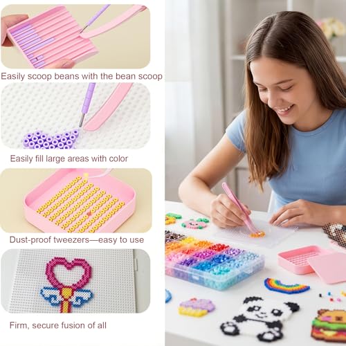 Huacan 26000pcs Fuse Beads Kit 48 Colors 2.6mm Beads with Complete Craft Tools for Perler Beads DIY Crafts — view 2