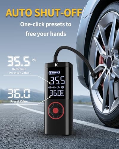 KASPARMP Tire Inflator Portable Air Compressor for Car 150 PSI Digital Cordless Air Compressor Pump with Pressure Gauge Cordless Auto Shutoff LED Light for Car Bicycle Motorcycle and Ball — view 2