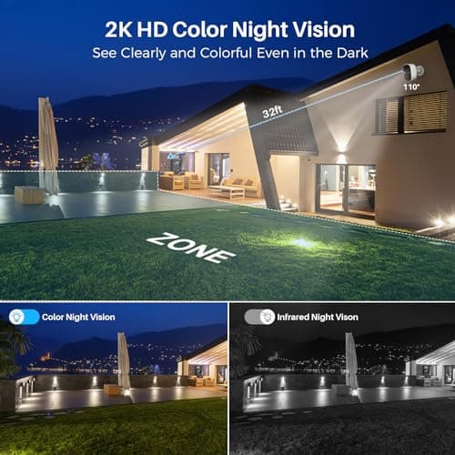 MaxiViz Wireless Camera Outdoor, Battery Powered Security Camera with 2K Color Night Vision, Outside Cameras with AI Motion Detection, 2-Way Talk, IP66 Weatherproof, SD/Cloud Storage, 2 Packs — view 2