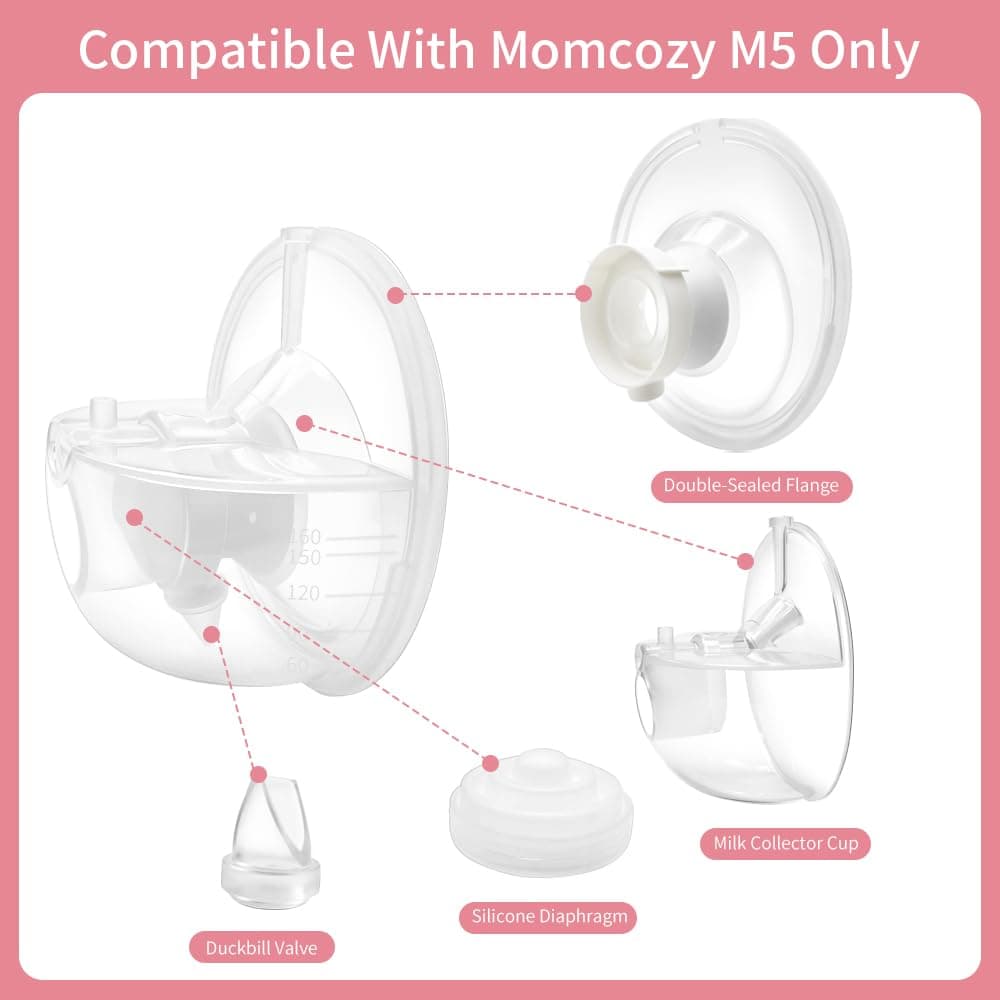 Full Replacement Parts Kit for Momcozy M5 Wearable Breast Pump, Includes 24mm Collection Cups, Silicone Diaphragms, Duckbill Valves, BPA-Free(Including 15/17/19/21mm Flange Inserts) — view 2