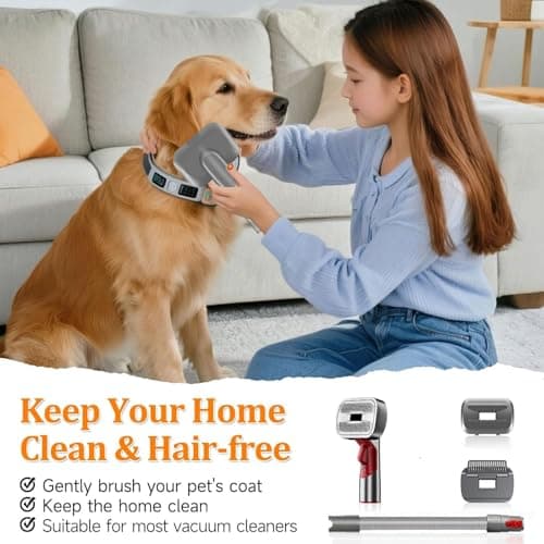 2-in-1 Pet Grooming Kit – Compatible with Dyson V7 V8 V10 V11 V15 Gen5, Dog Hair Vacuum Attachment, Self-Cleaning Brush Removes Hair, Dander & Undercoat, Extended Hose & Trigger Lock — view 5
