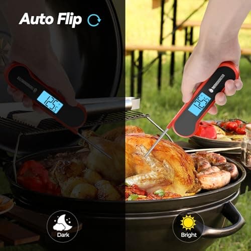0.5 Sec Instant Read Meat Thermometer Digital with ±0.5℉ Precision, Food Thermometer for Cooking Kitchen Gadgets, Oven Grill Candy BBQ Essentials Accessories, Gifts for Him Dad Men Birthday, Red — view 3