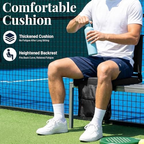NBYTLT 2 Pack Stadium Seats for Bleachers with Back Support, Folding Bleacher Chairs with Wide Padded Cushion, Backrest and Shoulder Strap, Portable Bleacher Cushion for Sports Outdoor Event, Black — view 5