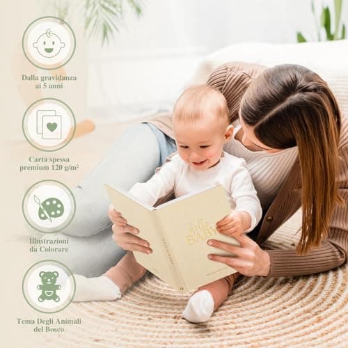 Lanpn Hello Baby First 5 Year Memory Book for Boy Girl - Linen Hardcover Baby Book Keepsake for New Parents - Newborn Baby Journal Scrapbook Photo Album Baby Milestone Book (Pink, 154 Pages) — view 5