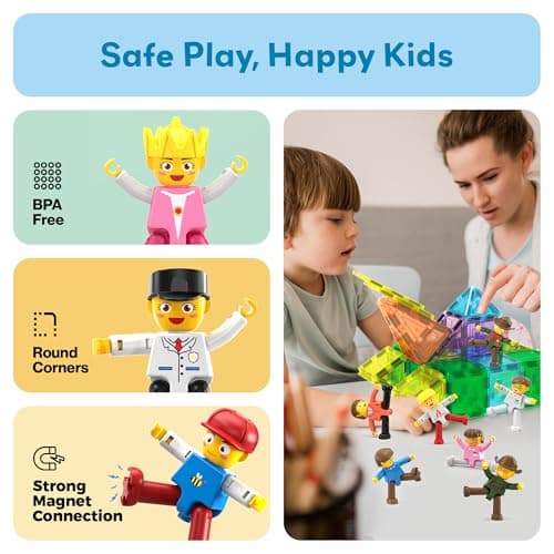 PicassoTiles 16 Piece Character Action Figures Toddler Toy Set Expansion Variety Pack Magnet Education Construction Blocks STEM Learning Kit Pretend Play Toys for Magnetic Building Block Tiles PTA08 — view 5