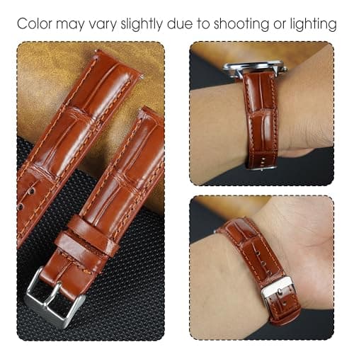 20mm Light Brown Handmade AIIigator Belly Watch Band Men Quick Release Hornback Croc Replacement Pin Tang Buckle Wristwatch Strap by Vietnamese DH-06-20MM — view 3