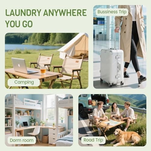 Mini Washing Machine,3 Modes (Wash, Rinse & Spin), Portable Washer with Drain Hose &Spin Basket,Cordless, Gentle Cleaning for Underwear, Socks, Baby Items, for Travel, Camping, Dorm & Trips (2L) — view 7