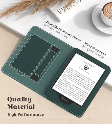 MoKo Case Fits All-New 6" E-reader(11th Generation, 2024/2022)(10/8th Gen,2019/2016),Ultra Lightweight PU Shell Cover with Auto Wake/Sleep for Ebook 2024,Not for Kobo Aura 2/Remarkable, Midnight Green — view 3