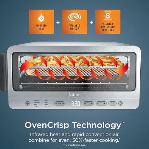 Ninja Air Fryer Toaster Oven Combo | 8-in-1 Functionality | Flip Up & Away for Storage Space | Air Fry Basket, Sheet Pan, Wire Rack & Removable Crumb Tray |1800 Watt | Stainless Steel | SP151 — view 2