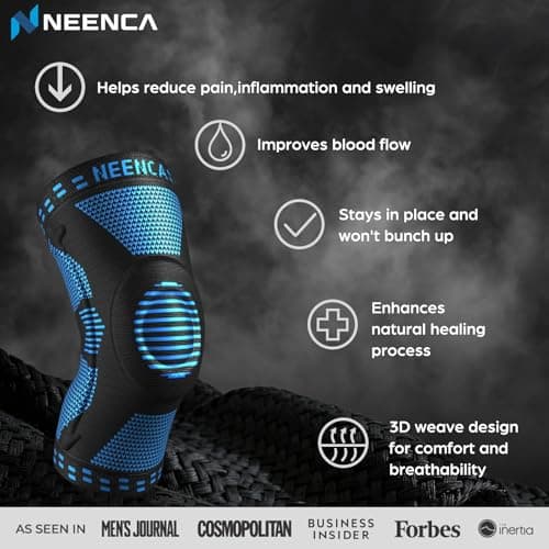 NEENCA Professional Knee Brace for Pain Relief, Medical Knee Support with Patella Pad & Side Stabilizers, Compression Knee Sleeve for Meniscus Tear, ACL, Joint Pain, Runner, Workout - FSA/HSA Eligible — view 6