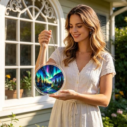 Acrylic Puzzle for Adult, Colorful Flame Sun Catchers Window Hanging 83 Puzzle for Home Decoration Birthday Women Men Mom, 20cm/7.9in Acrylic Puzzles, for Doors Garden Window Hanging Birthday (V) — view 2