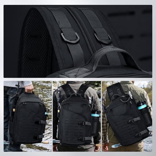 Goture Fishing Sling Bag, Black with 3*Green Handles 3600, Waterproof Heavy-Duty Multi-Pocket Unisex Angler Gear — view 6