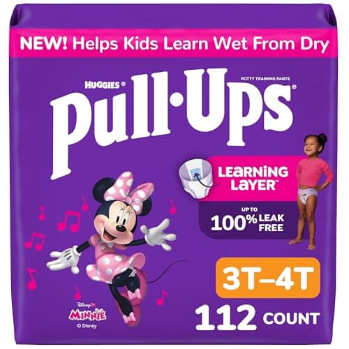 Pull-Ups Girls' Potty Training Pants, Size 3T-4T Training Underwear (32-40 lbs), 112 Count