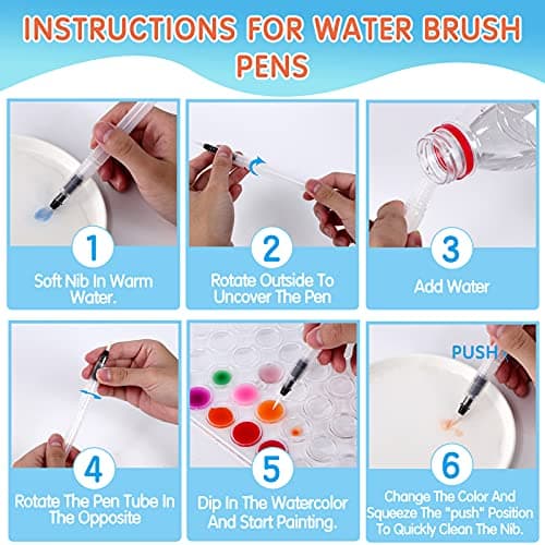 48 Colors Washable Watercolor Paint Set, with 3 Brushes Pen — view 6