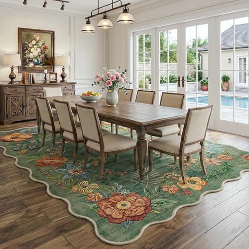 Fmfunctex 8x10 Floral Washable Green Vintage Boho Area Rug for Living Room — view 3
