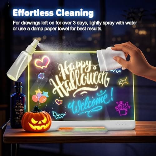 Geokay 16" Rechargeable LED Drawing Board, 9-Color Light Modes, Neon Art Dry Erase Light Up Doodle Glow Pad with Built-in Stand, Sketching Gift Toy for Kids/Girls/Teens, 7 Markers & Tracing Book — view 5