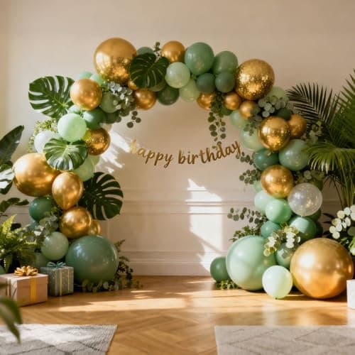 RUBFAC Gold Balloons 129pcs Different Sizes 18 12 10 5 Inch, Metallic Gold Balloon Garland Arch Kit for Graduation Party Wedding Holiday Happy Birthday Decoration — view 4