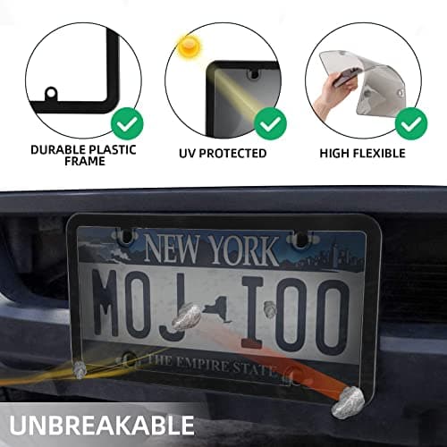 2 Pack Car Smoked License Plate Covers Frame Shield Combo - Unbreakable License Plate Tinted Cover Novelty Fits All Standard US Plates,Bubble Design License Plate Holder with Screws & Caps(Black) — view 4