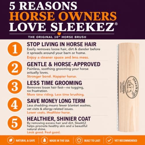 SleekEZ Deshedding Grooming Tool | Horse Brush Deshedder for Horse Grooming Kit | Pet Hair Removal Tool | Curry Comb | Deshedding Brush | Shedding Comb | Works on All Hair Types | Made in USA
