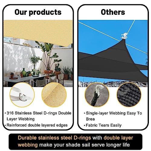 Garden EXPERT 8'x10' Sun Shade Sail Sand Rectangle Canopy Sail Shade Cloth for Patio Garden Outdoor Backyard — view 3