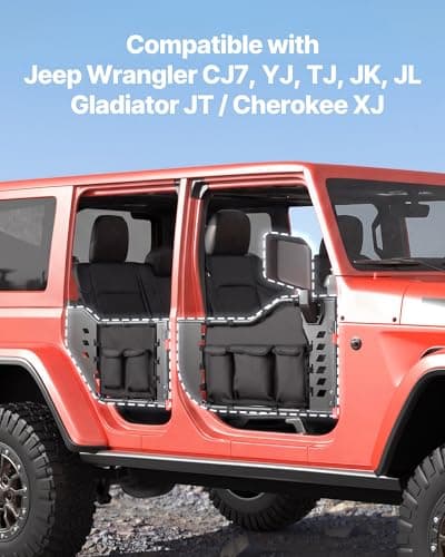 VEVOR Tube Door Side Mirrors, Compatible with Jeep Wrangler CJ7 YJ TJ JK JL/Gladiator JT/Cherokee XJ, DOT-Certified Side View Mirrors for Half Tubular Doors, Up/Down/Left/Right Adjustable, 1 Pair — view 5
