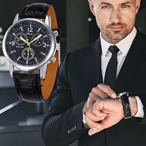 yunanwa 6 Pack Men's Leather Quartz Watch Geneva Casual Dress Wrist Band Watches Wholesale Lots Set Men Watches Pack (6pcs-C005) — view 4