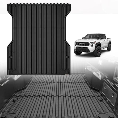 TripleAliners Truck Bed Mat Compatible with 2024 Toyota Tacoma Accessories 5FT Vehicle Bed Mat Perfectly Flush All Weather Protection TPE Heavy Duty Pickup Car Bed Cargo Mat