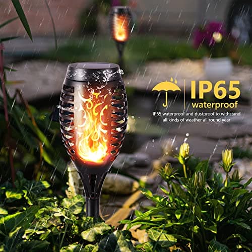 Toodour Solar Flame Torch Lights, 12 Pack Solar Lights Outdoor with Flickering Flame, Waterproof Solar Pathway Lights Landscape Decoration Lighting for Garden, Lawn, Patio, Yard, Outdoor Decorations — view 2