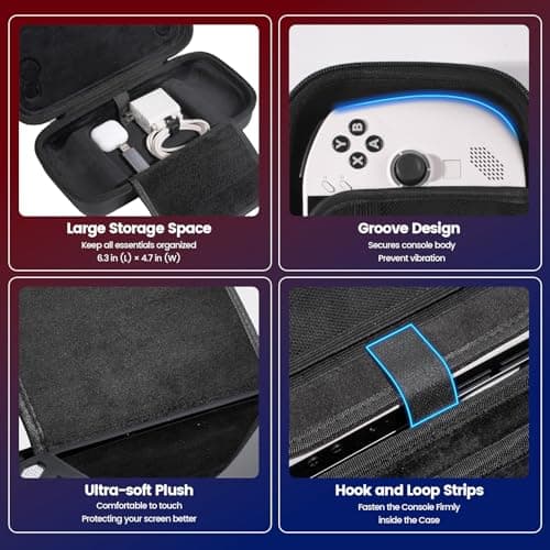 SyVend 3 in 1 Carrying Case Set for Lenovo Legion Go S 2025, Hard Travel Pouch with TPU Silicone Cover Kickstand and 2 Pack Tempered Glass Screen Protector, Portable Storage Bag - Black — view 3