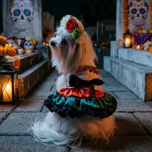 MuYaoPet Dog Mexican Dress with Flower Headband Pet Halloween Costume,XXL — view 3