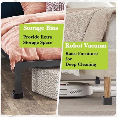 4 Pack Furniture Risers 2 Inch, Adjustable Bed Risers Heavy Duty for Table Desk Couch Chair Sofa Cabinet Bed Legs Dorm, Square Stackable Bed Raisers Blocks Lift Height 1", 2",3"or 4", Black — view 4