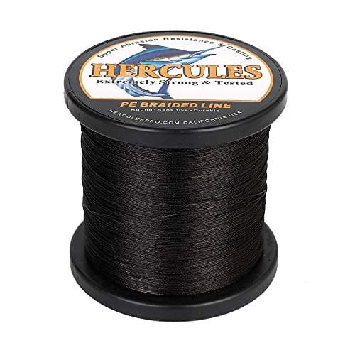 HERCULES Super Strong 1000M 1094 Yards Braided Fishing Line 50 LB Test for Saltwater Freshwater PE Braid Fish Lines 4 Strands - Black, 50LB (22.7KG), 0.37MM — view 3