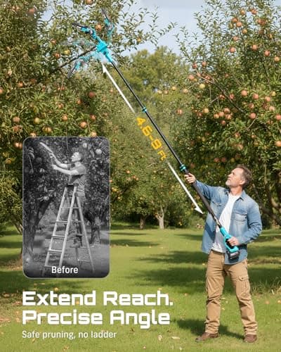 SEESII 2-in-1 Electric Pole Saws: Brushless Mini Chainsaw Cordless 6 Inch, 2 x 4000mAh Batteries, Pole Saw for Tree Trimming,Hand held Chain Saw with Extension Pole for Tree Limb Branch Cutter,P6 Ace — view 2