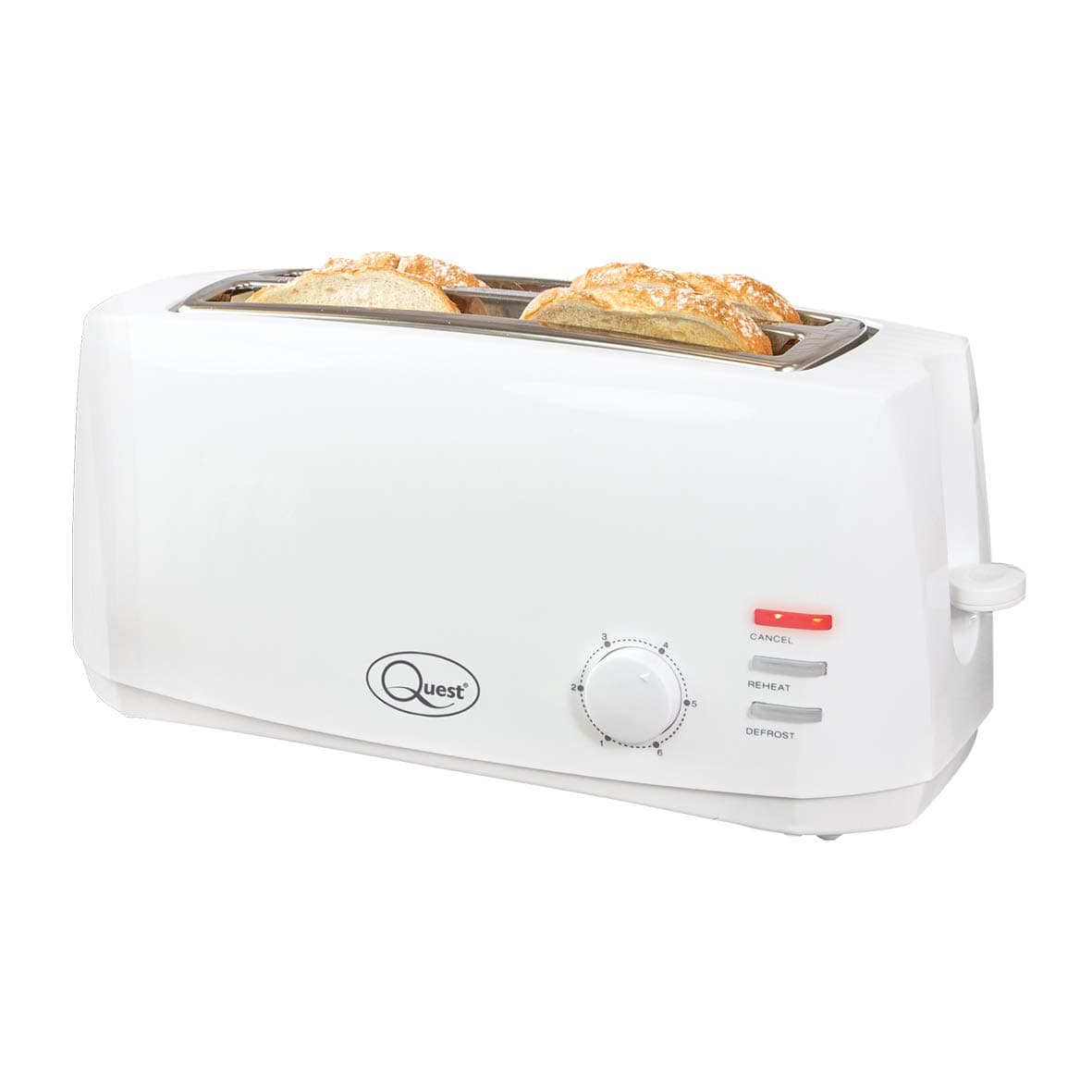 Quest 4 Slice Toaster Black - Extra Wide Long Slots for Crumpets and Bagels - 6 Settings - Reheat and Defrost — view 9