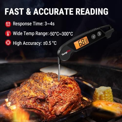 ThermoPro Digital Meat Thermometer with Large Backlit LCD, Instant Read Thermometer Food Cooking Kitchen BBQ Meat Thermometer for Grilling Beef — view 2