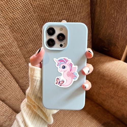 50Pcs Mermaid Sticker, Cute Marine Organism Stickers for Kids Teens Adults, Vinyl Cartoon Pink Animals Decals Kawaii Sticker for Decor Water Bottles Laptops Guitar Scrapbook (Mermaid) — view 4